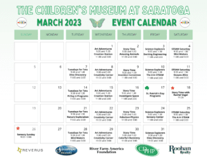 March 2023 calendar of events at the Children's Museum