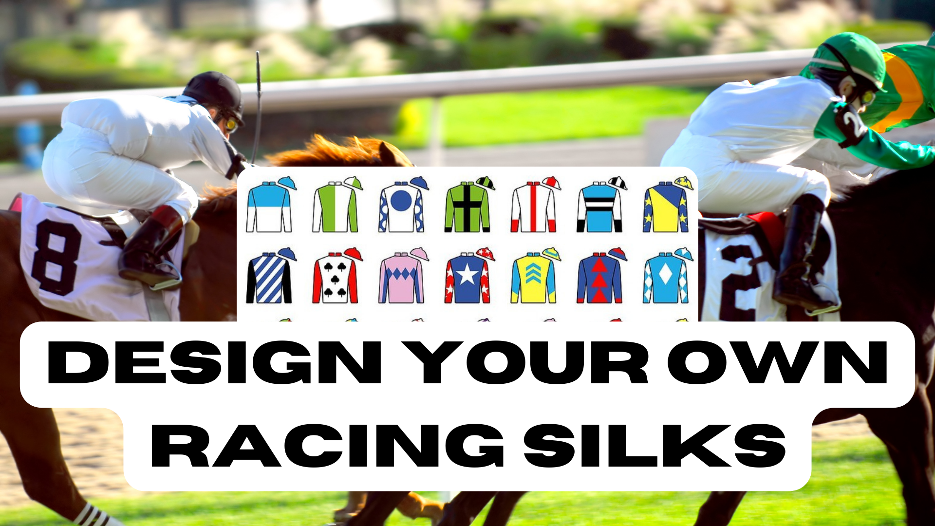 Design Your own Racing Silks An image of various jockey silks