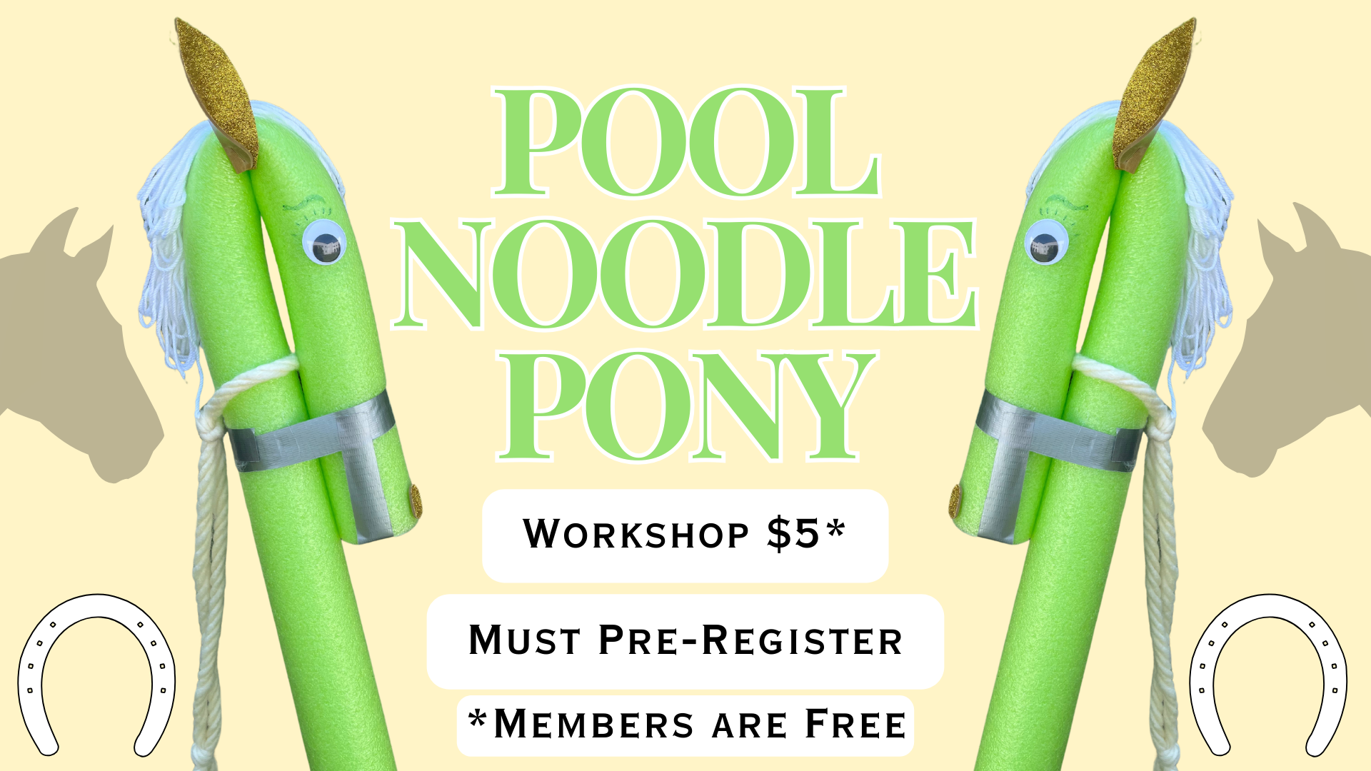 Pool Noodle Pony (Presentation) (1) An image if two pool noodles made into ponies